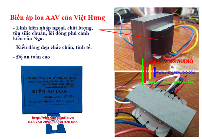 Tăng âm truyền thanh AAV-EA-200 của Việt Hưng Audio sử dụng biến áp loa chất lượng cao hơn hẳn so với các hãng khác trên thị trường